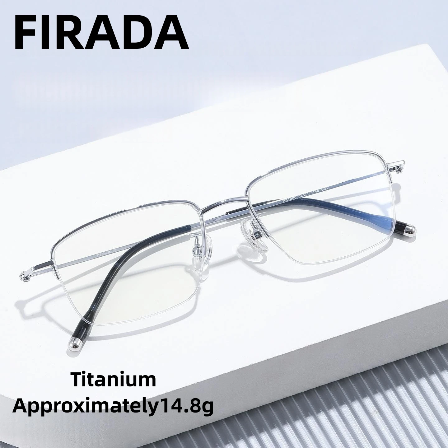 Модные удобные очки FIRADA из чистого титана, квадратные очки, роскошные ретро-очки в полуоправе для мужчин и женщин H81080-C