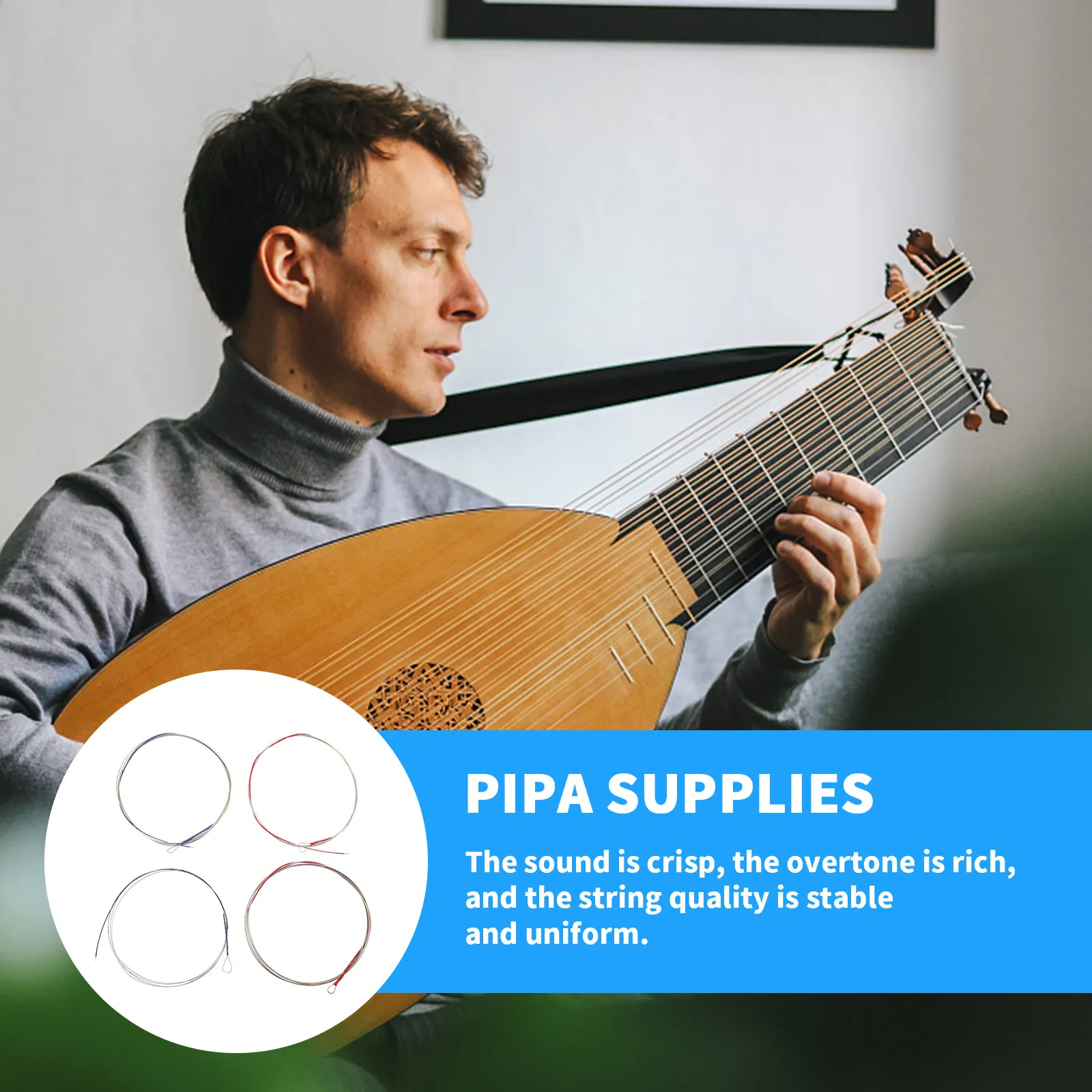4Pcs Pipa Strings High Durability Professional Replacement Set for Pipa Repair Learning Performance Accessories