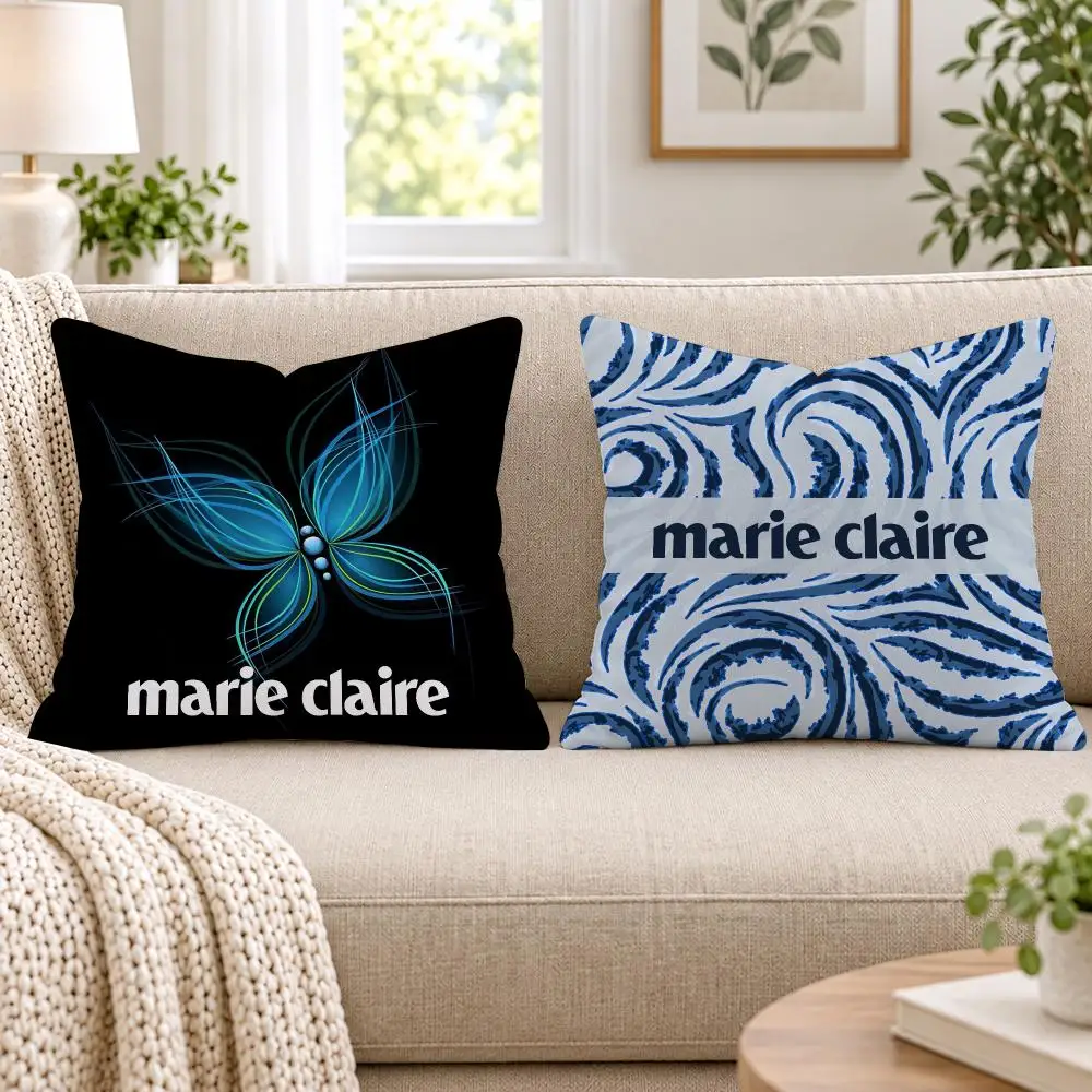 Brand M-Marie C-Claire Cushion Cover Short Plush Double-Sided Printing Sofa Bedroom Pillow Case Aesthetic Home Decor