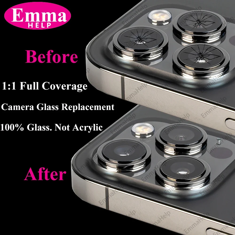 EmmaHelp 170Set to 34set Rear Camera Glass for iPhone 13 Pro Max 12 15 14 8 Plus XS XR 11 Back Camera Lens Replacement Wholesale