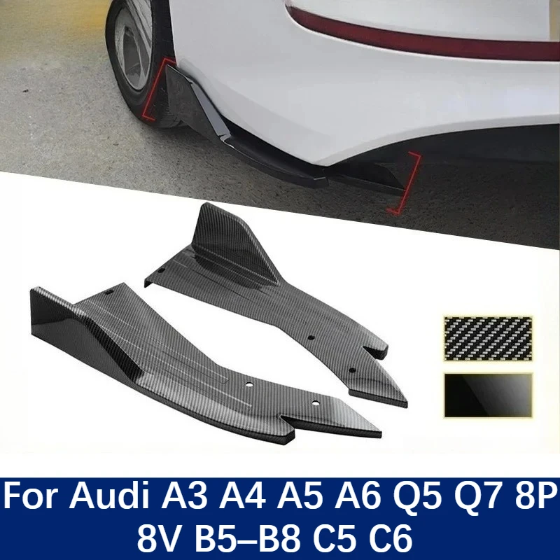 

For Audi A3 A4 A5 A6 Q5 Q7 8P 8V B5–B8 C5 C6 Rear Bumper Lip Spoiler Side Skirt Diffuser Carbon Fiber Body Kit Modification Trim
