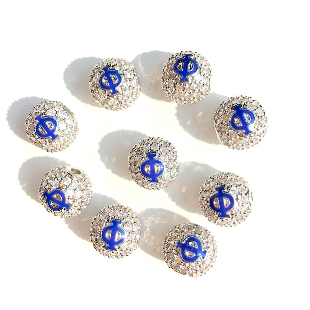 9pcs 10mm Blue Enamel 