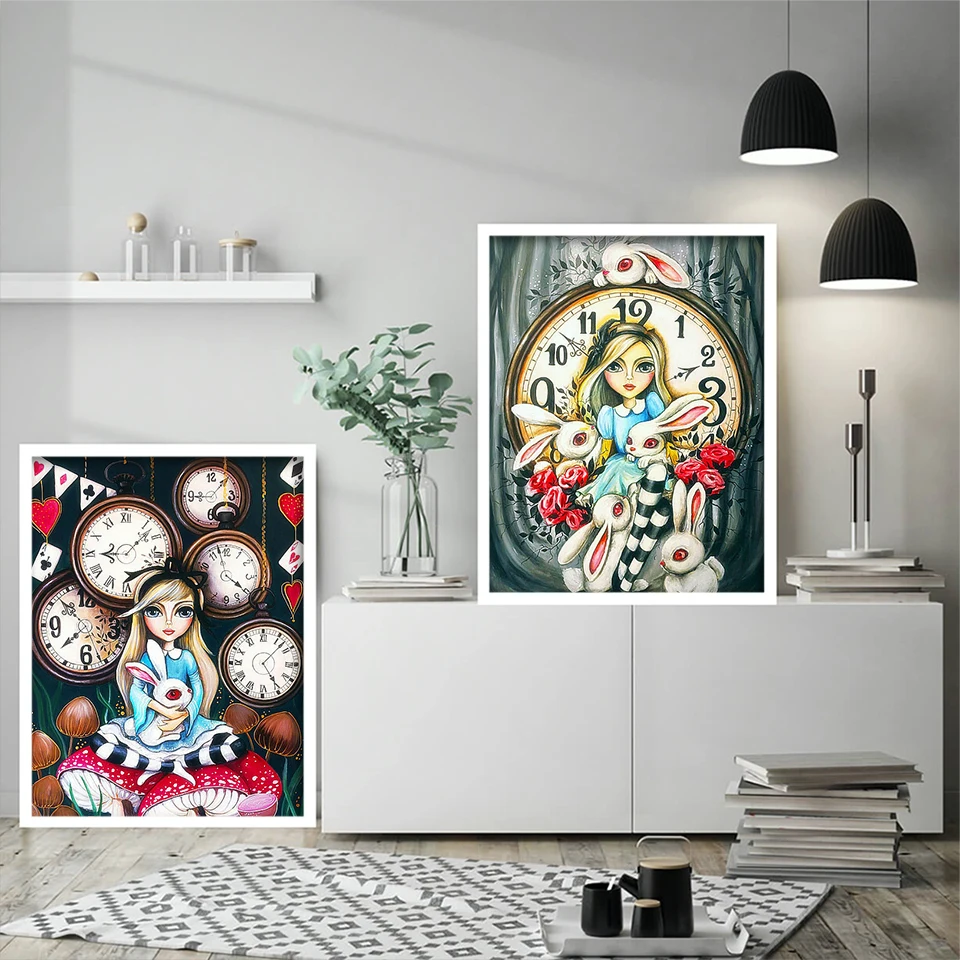 Disney 11CT tela stampata Alice nel paese delle meraviglie punto croce opera d\'arte ricamo del fumetto Set lavorato a mano a maglia decorazione