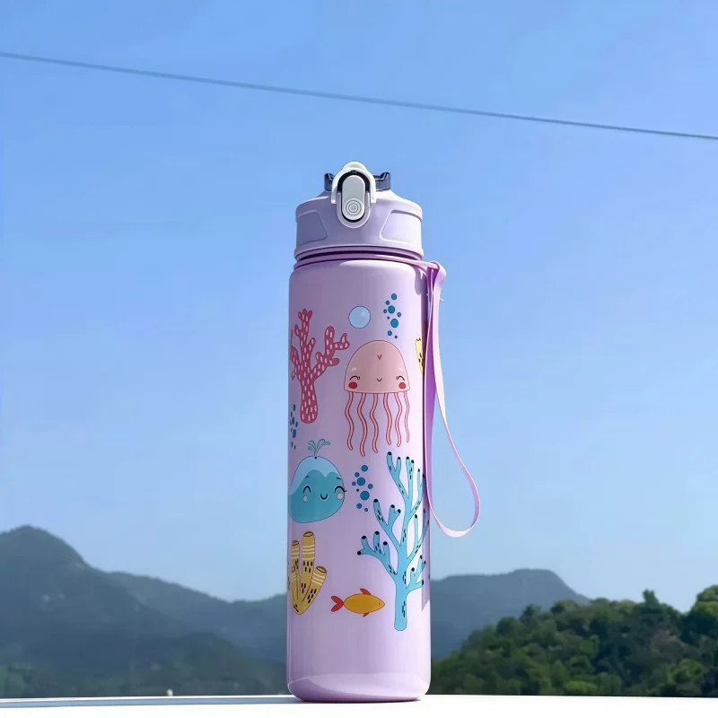750 ml Dinosaurier Wasser Flasche Für Kinder Wasser Sippy Tasse Mit Silikon Stroh Auslaufsichere Kunststoff Wasser Flaschen Sommer Kinder Wasser Tasse
