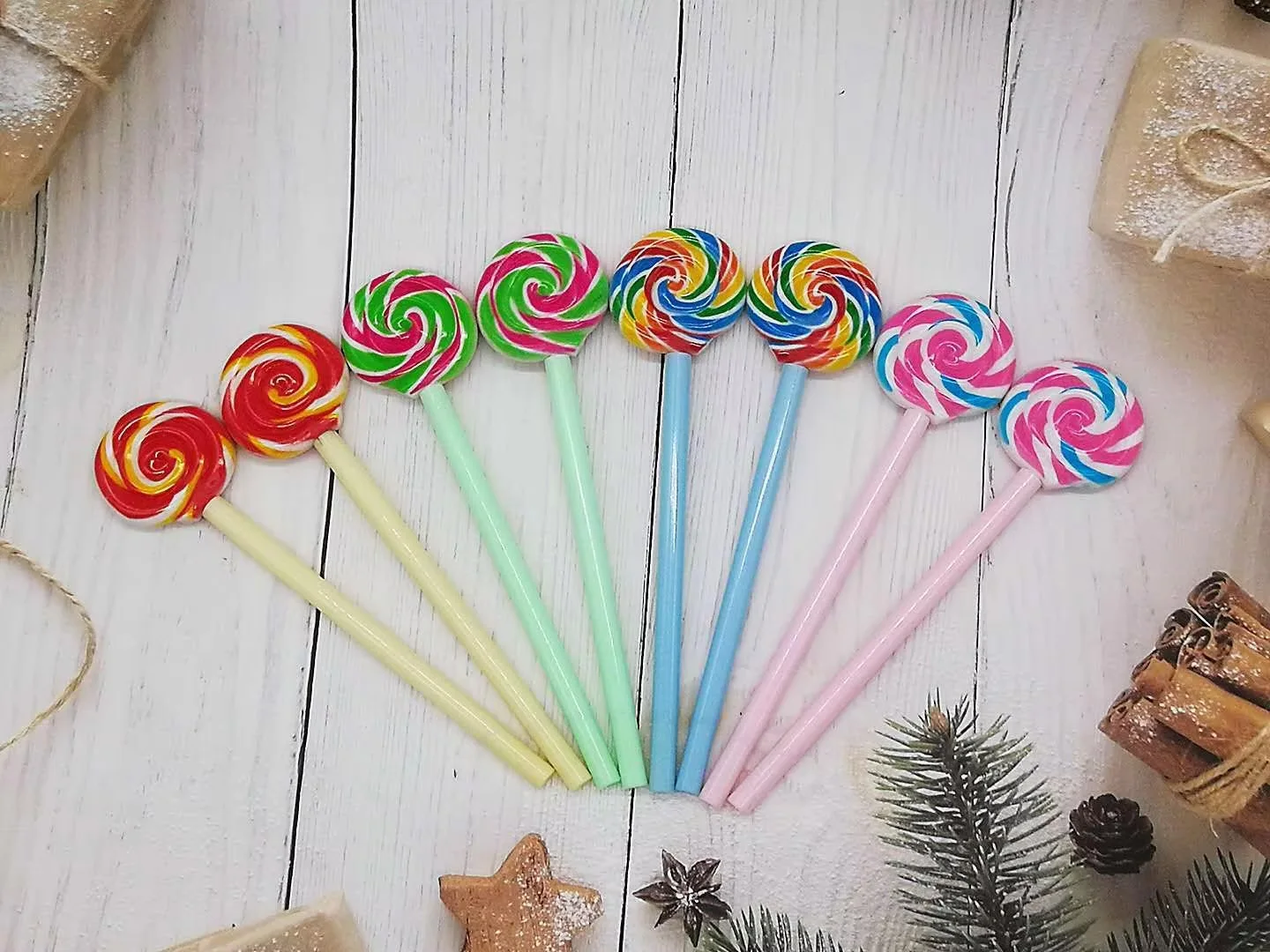 

5Pcs Kawaii Lollipop Shape Gel Pen 0.5mm Black Ink Candy Color Neutral Pen Student Writing Pen for Office School Supplies