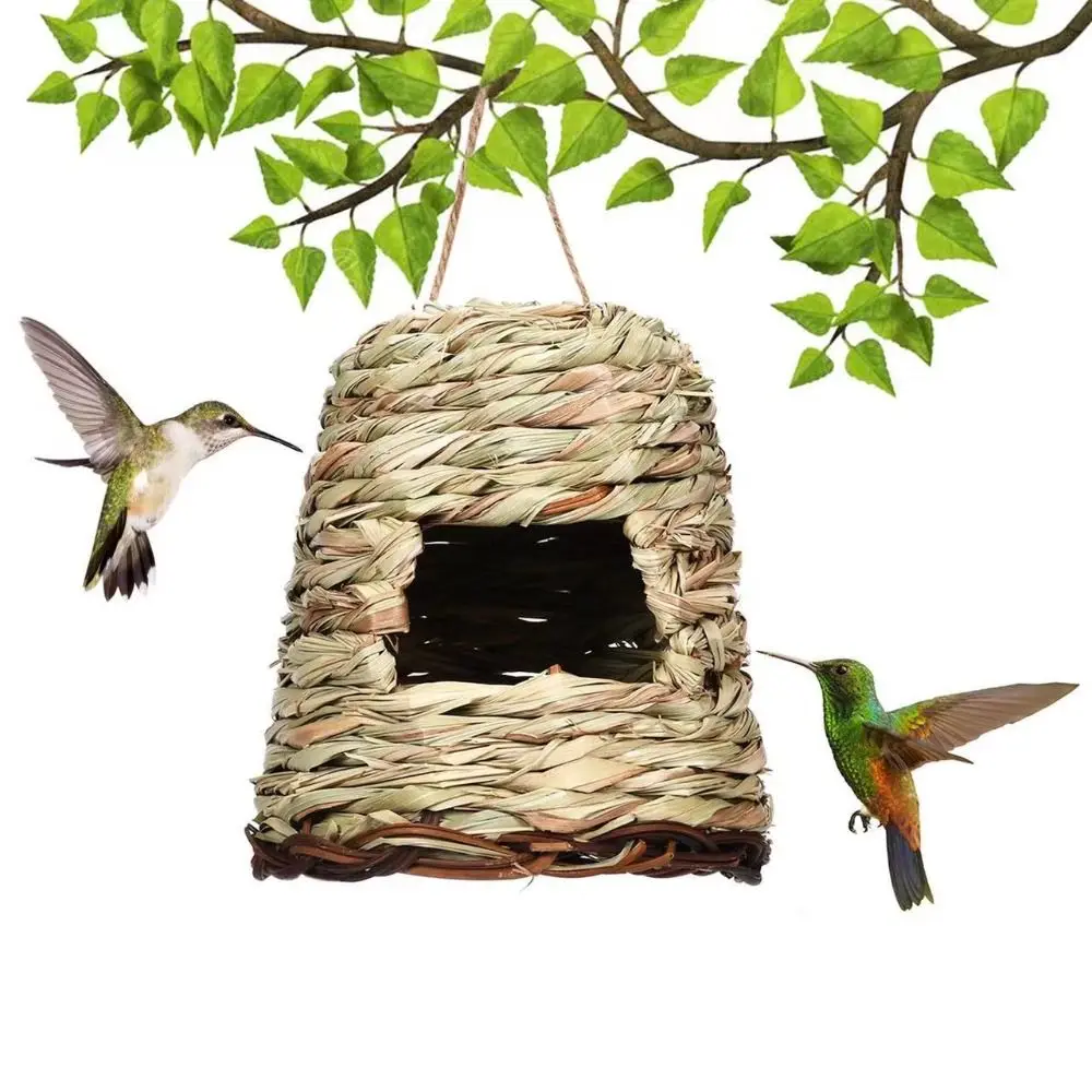 6 Style Birds House Pet Bedroom Weaved Natural Grass Hummingbird Cage Bird Bedroom Garden Hanging Birds Nest Shelter