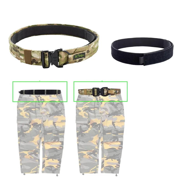 50cm Double Layer Waist Belt Tactical Outdoor MOLLE System High-strength Buckle 2-inch Width