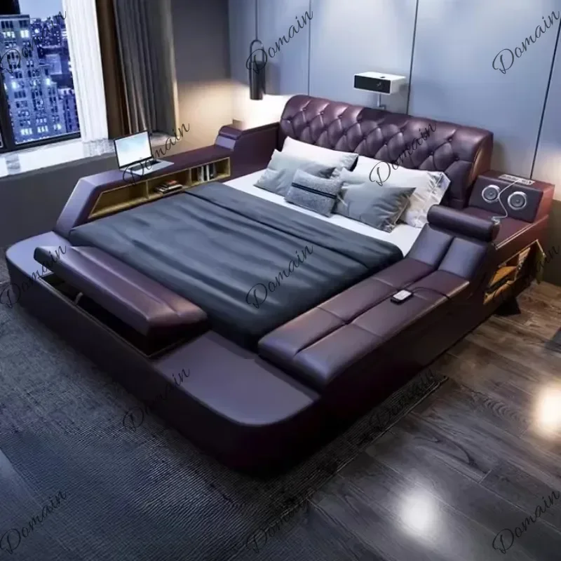 BJ Princess Comforter Multi Functional Bed Modern Smart Headboards Bedroom Double Bed Bases Full Size Cama Box Casal Home Furnit