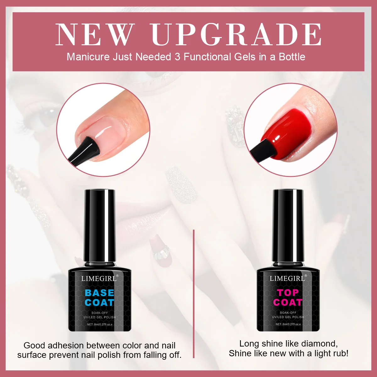 LIMEGIRL Nagellak Gel Set voor Nagels Verlenging Glitter Effen Kleur Gel Polish Kit Quick Extension Gel Soak Manicure Art DIY