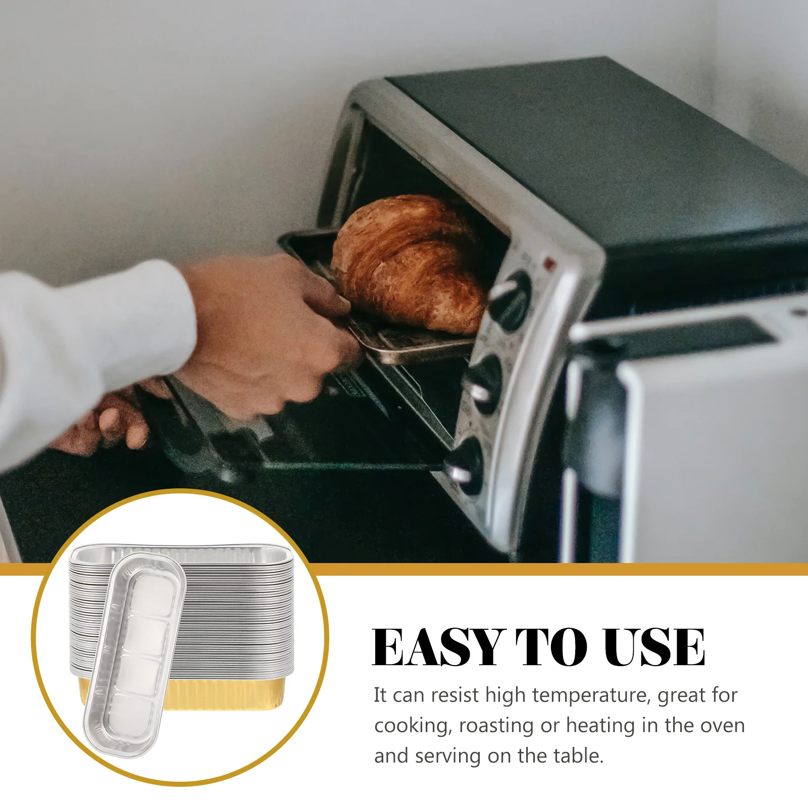 

50Pcs Aluminum Foil Packaging Boxes Heavy Duty Foil Pans for Baking Bbq Picnic Food Storage Takeout Use Aluminum Pans