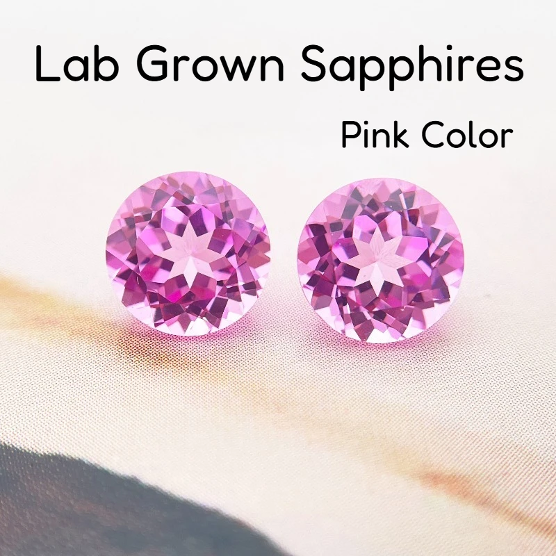 Lab Grown Colorful Sapphires Pink Color Round Cut Multi-color Gems for Jewelry Setting&Custom Design Selectable  Certificat