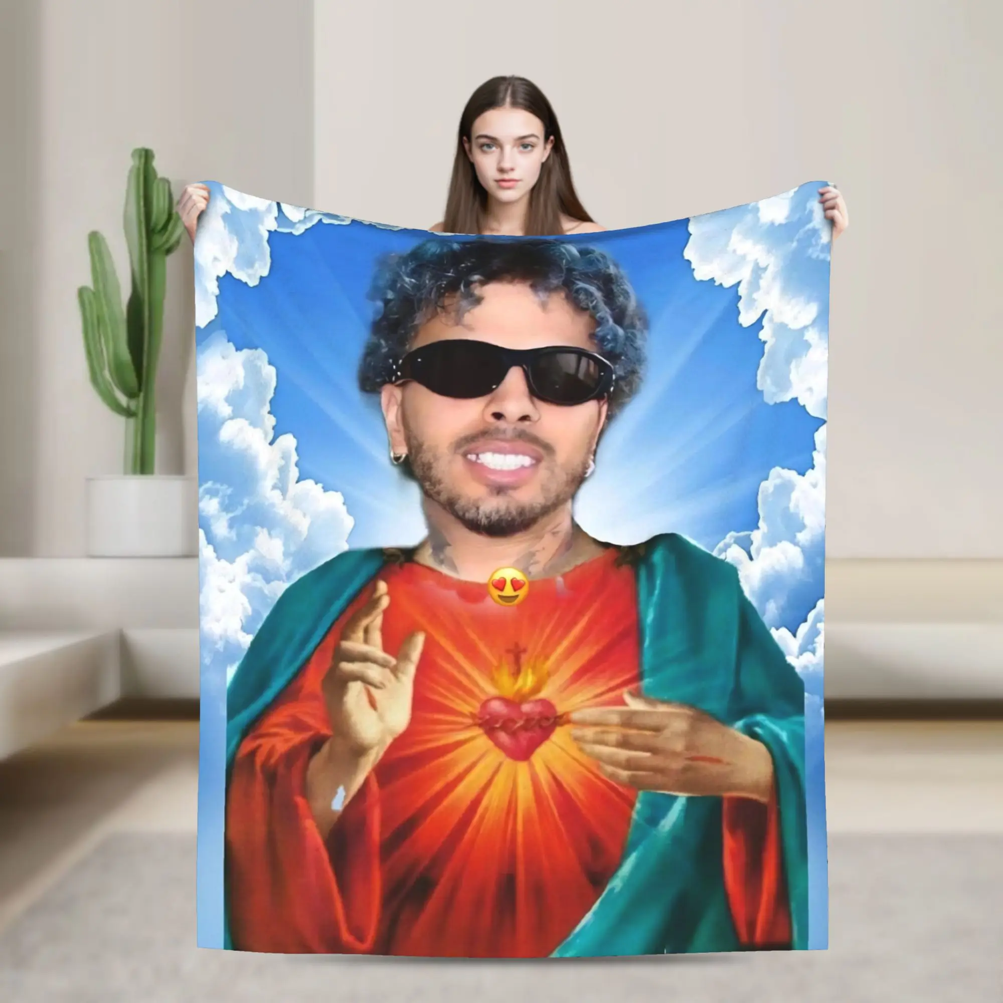 Funny Singer Rauw Alejandro Blanket Quality Super Warm  Bedding Throws Winter Picnic Couch Chair Sofa Bed Street Trend Bedspread