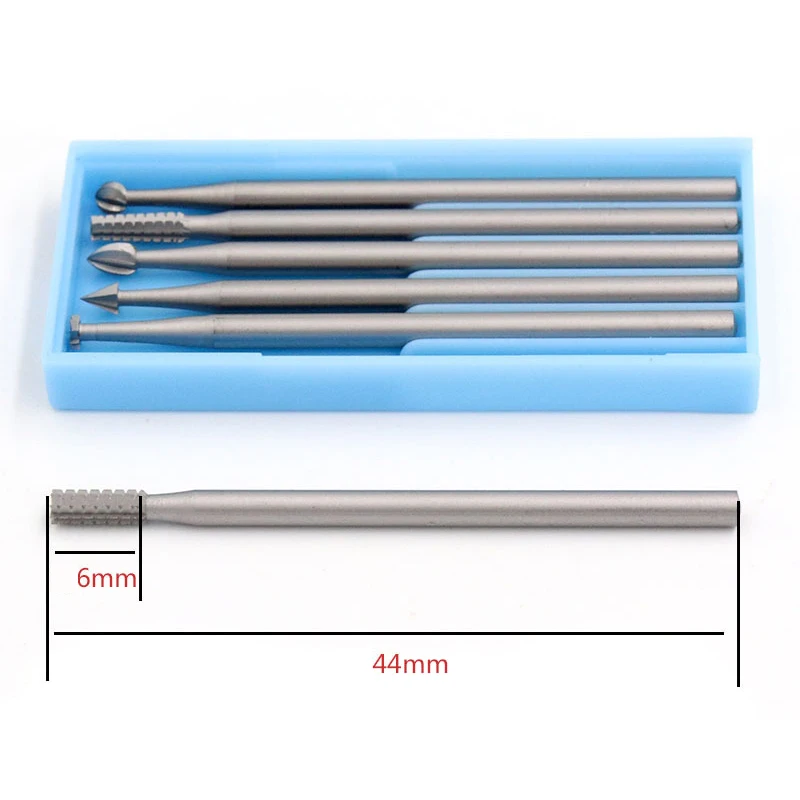 6 Pcs Die Grinder Rotary File Kit Good Toughness Solid Tungsten Rotary Files for Woodworking Drilling Polishing