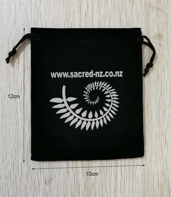 

500 Pieces 10x12cm Drawstring Black Velvet Bags Jewelry Pouches Printed With Silver Color Logo Custom Logo