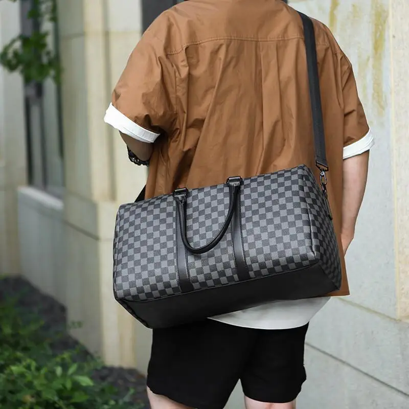 

Fitness Exercise Outdoors Man Leather Fashion Large Capacity Multi-Functional Backpack Waterproof Zipper Crossbody Storage Bag