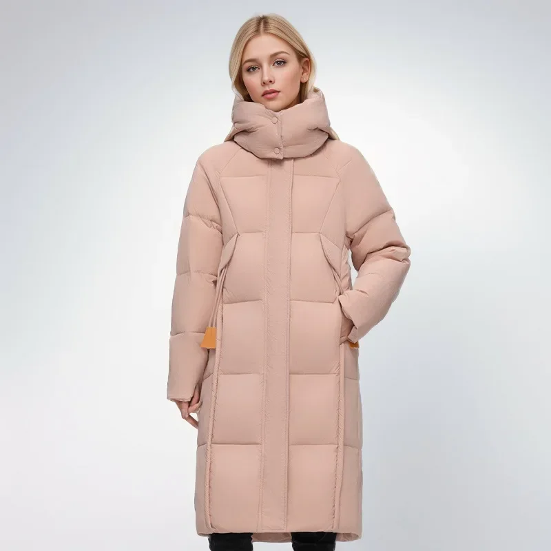 2024 New Winter Down Cotton Jacket Women Long Coat Hooded Big Pockets Fashion Warm Thick Zipper Coat Female Snow Overcoat Parkas