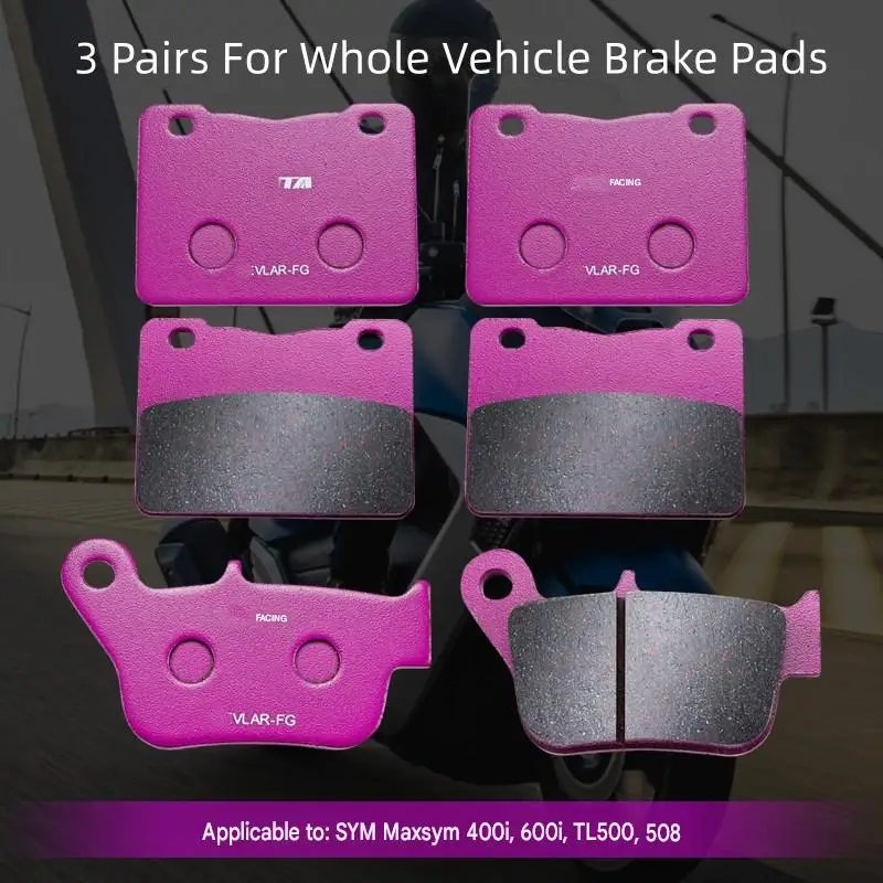 For SYM Maxsym400i/600i/TL500/508 Ceramic Brake Pads Multi Friction Blends Soft Silent Compound Remove Noise At Low Speed
