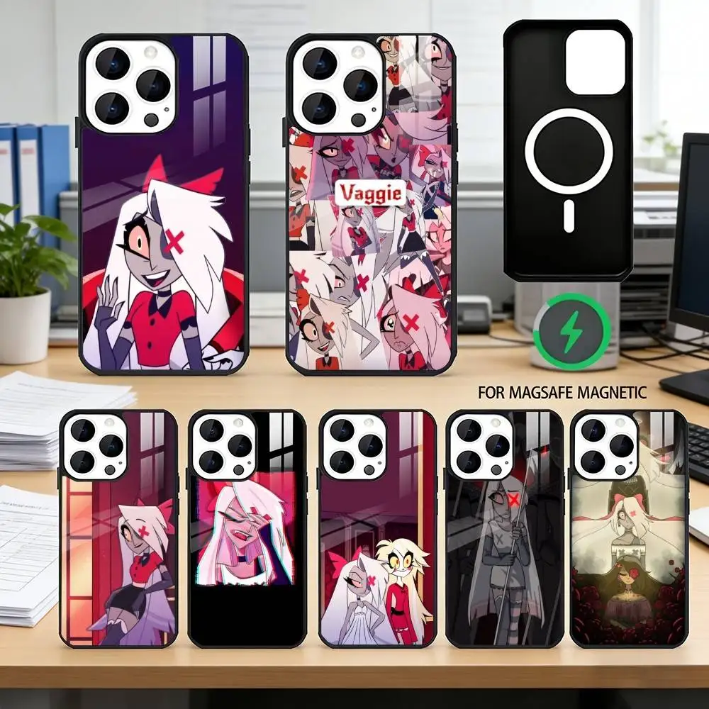 

H-hazbin hotel V-veggie Phone Case For iPhone17,16,15,14,13,12,11 Plus,Pro Magnetic For Magsafe Wireless Charging