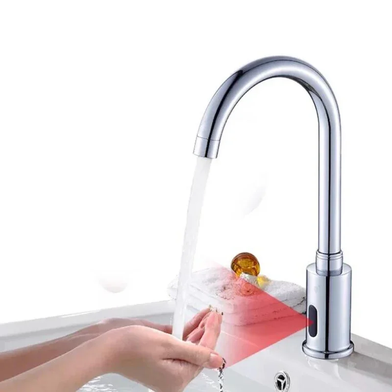Wholesale and Retail Bathroom Hands Touchless Sink Faucet Chrome Brass Polish Electronic Automatic Hands Free Sensor Tap ZR1003