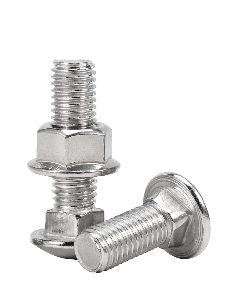 M4 M5 M6 M8 M10 M12 A2-70 304 Stainless Steel Truss Round Head Square Neck Carriage Screw Coach Bolt Flange Nut Set