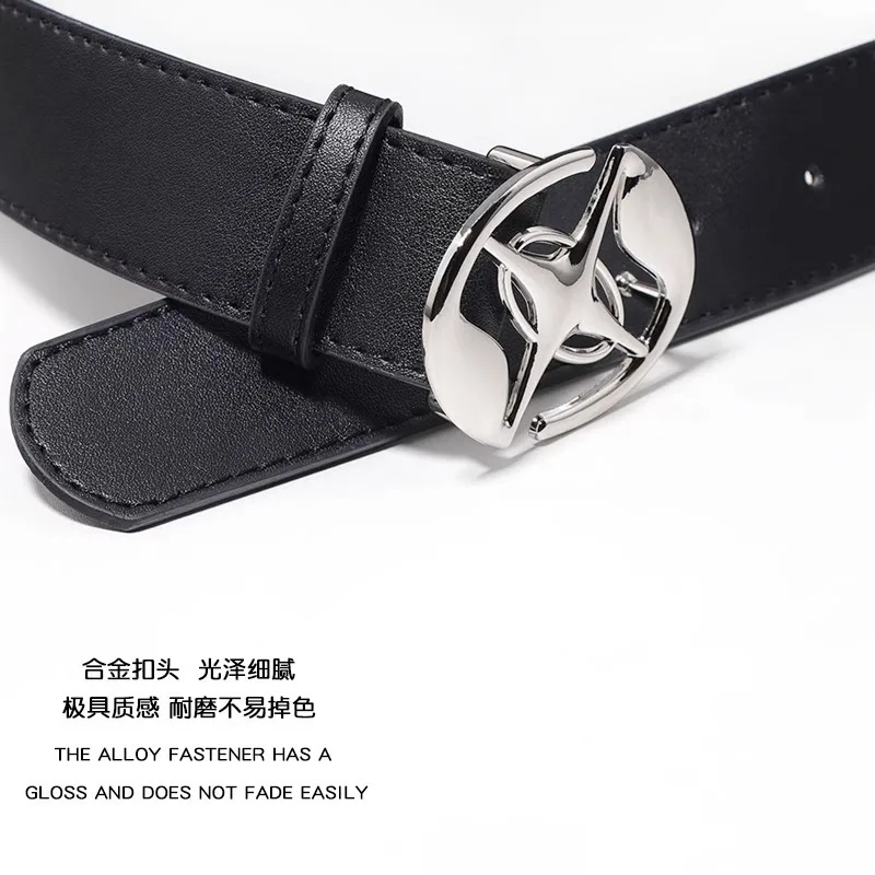 Retro Black Belt with Metal Buckle for Men, Simple and Minimalist for Women, Decorative Belt with Ins Style, Niche Pants Belt