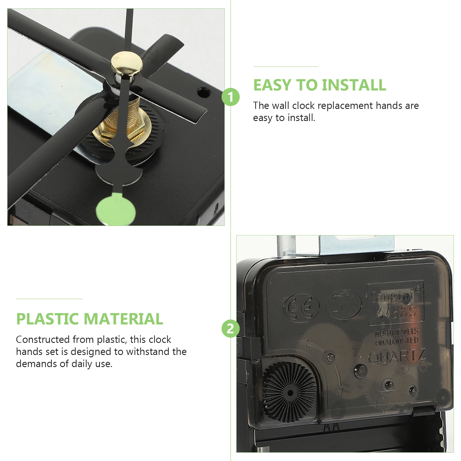 

1 Set Hands Motor Kit Silent Quartz Clock Movement Replacement For Diy Wall Clock Repair Operated Mechanism Long Shaft