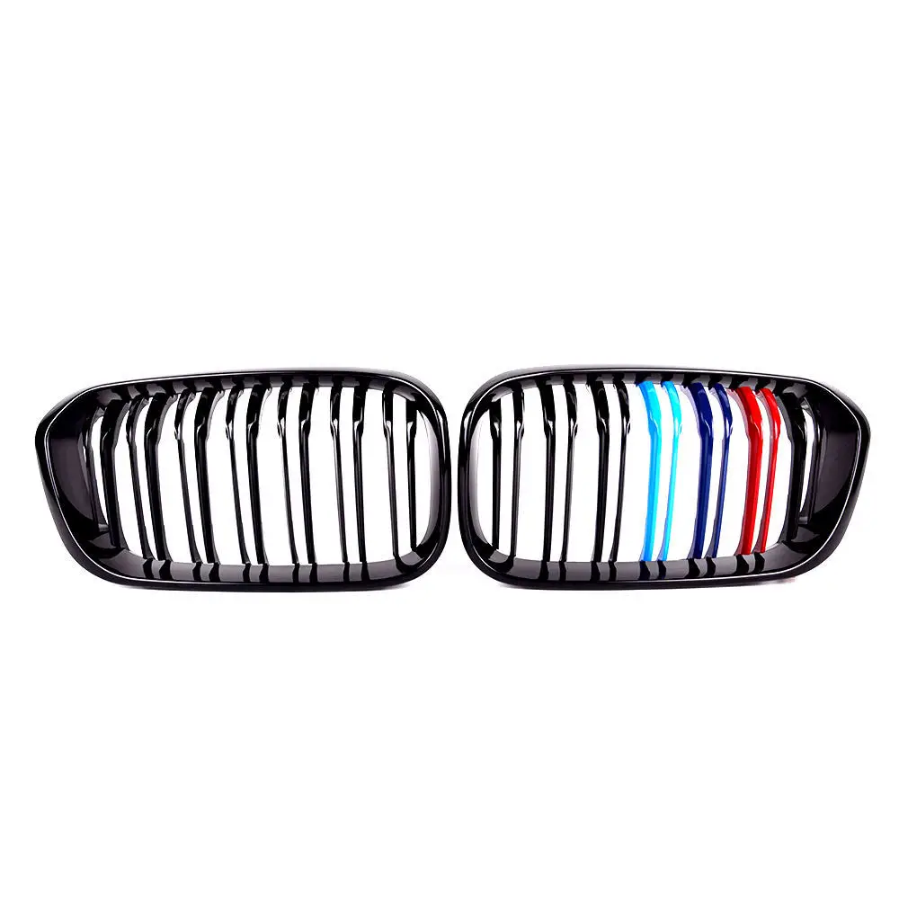 

Car ABS M Color Double Slat Front Bumper Kidney Mesh Grille Grill for BMW 1 Series F20 F21 Pre Lci 2015 + M1，100% tested well