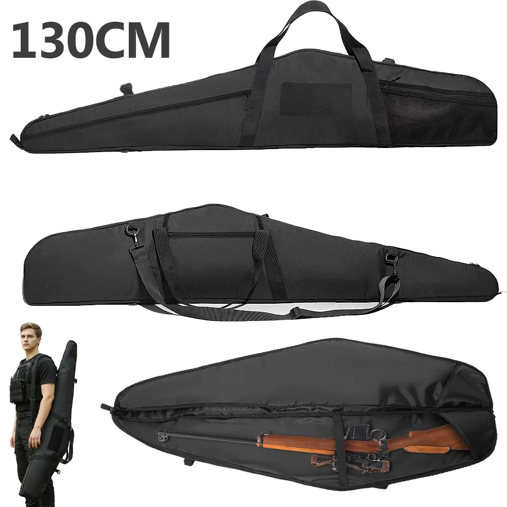 Funda para rifle de 130 cm, bolsa de transporte para rifle de francotirador, carabina, airsoft, bolsa de hombro para caza, bolsa de transporte para armas de fuego con almohadilla protectora