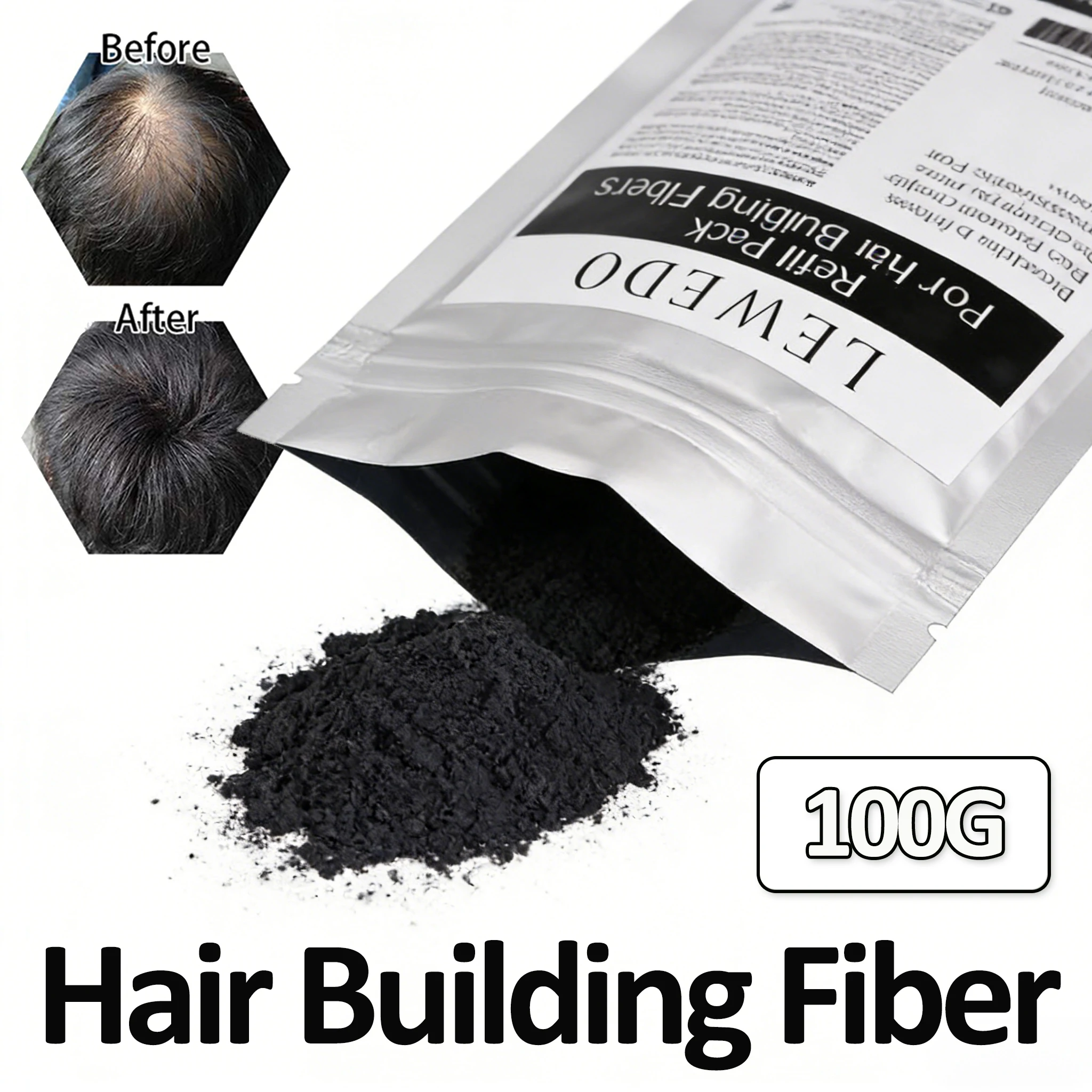 100g Hair Building Fiber Quick Thickening for Balding Areas Styling Hair Fibers Powder Natural Instant Fuller Hair Dense Fibers