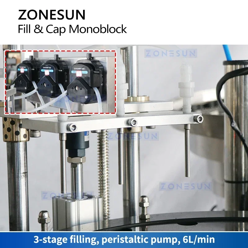 ZONESUN Automatic Bottle Filling and Capping Machine High Speed Rotary Filler Capper Monoblock ZS-AFC28