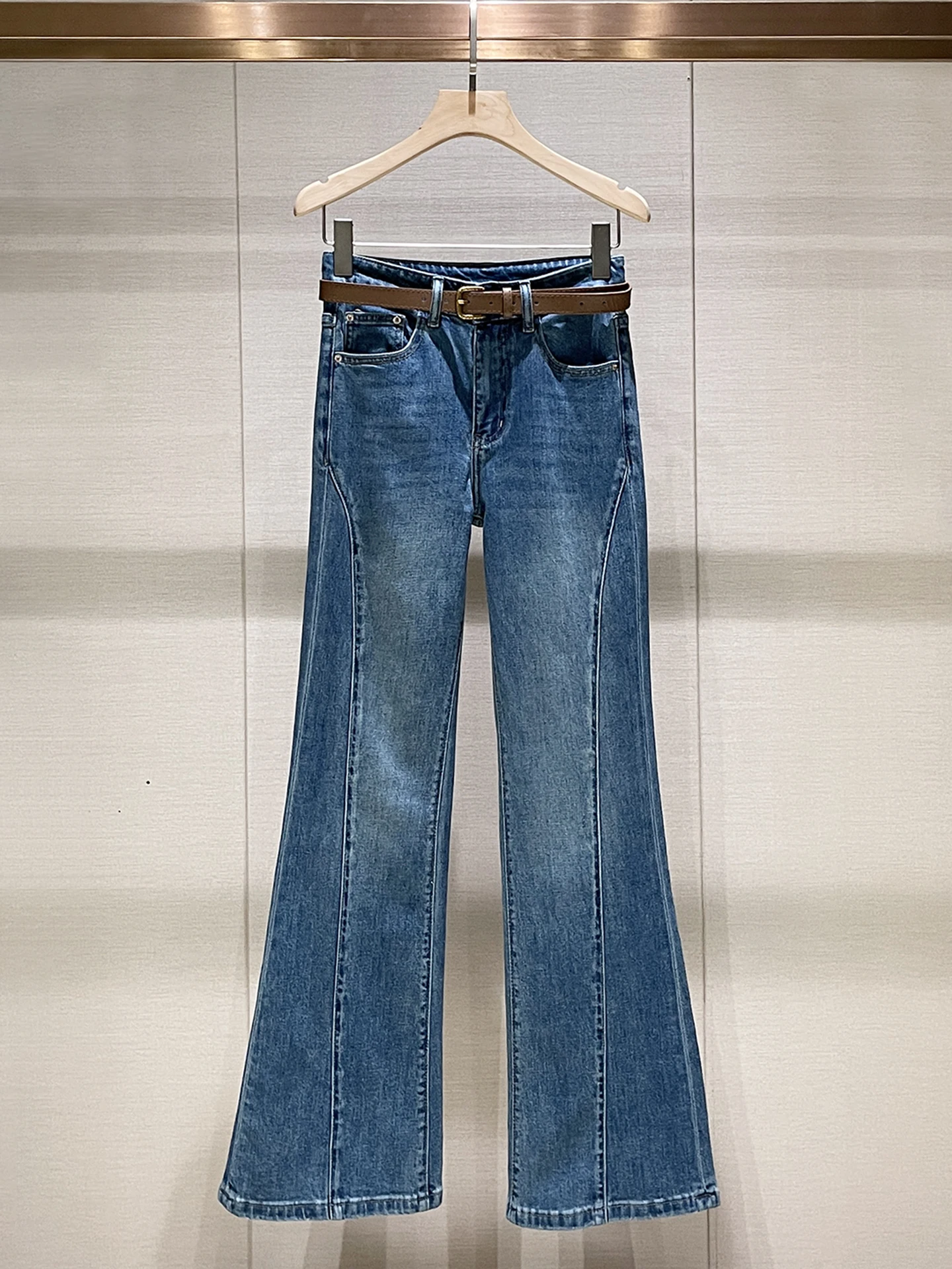 

American Retro Blue Jeans High Waist Slimming Casual Micro Flared Long Pants Spring New Style Comfortable Breathable Women's ...