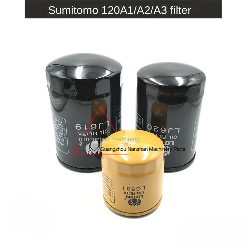 For Sumitomo Sh120a1/120a2/120a3 Diesel Filter Element Size Engine Oil Grid Filter Excavator Accessories