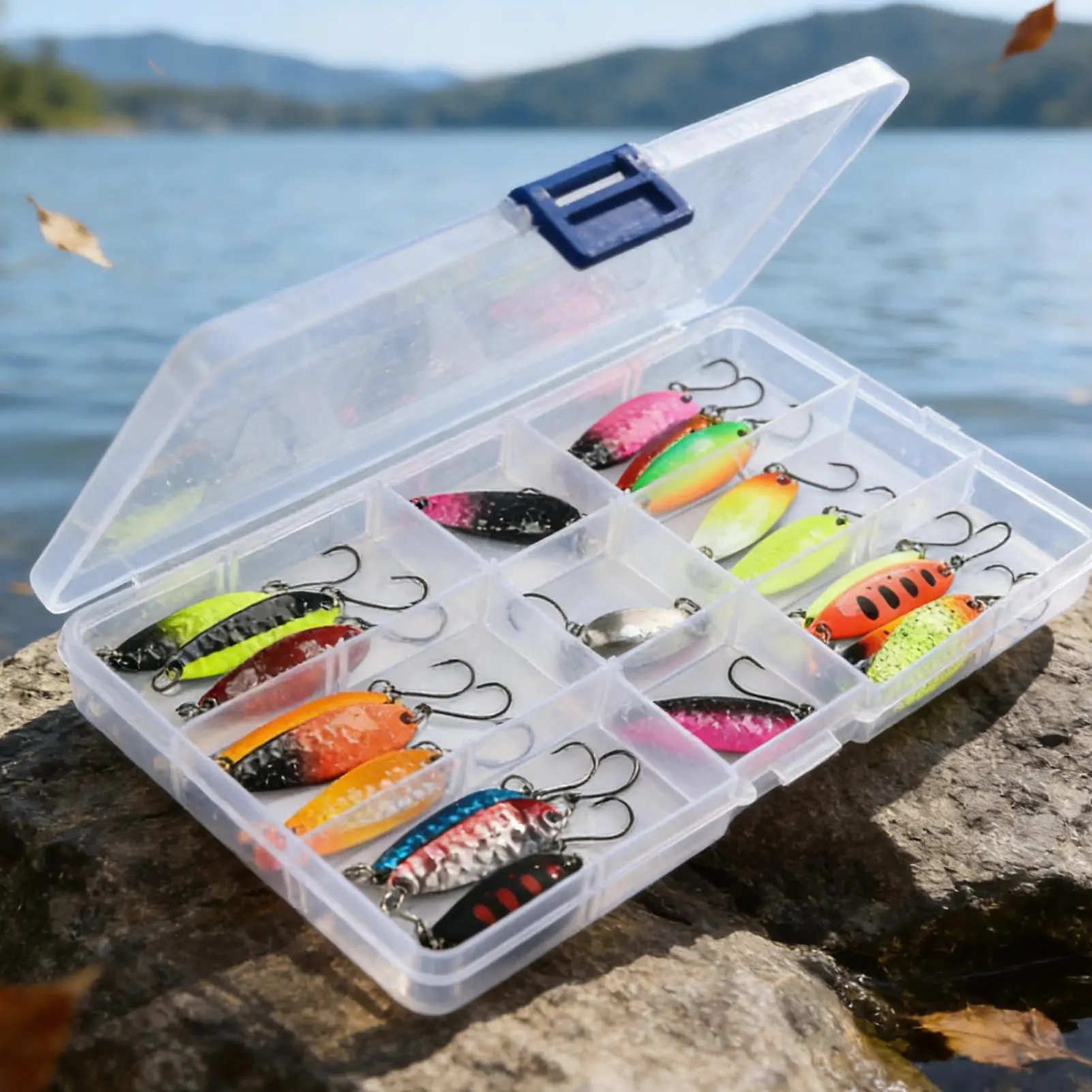 

Professional Fishing Lure Set, 21pcs Spoons & Spinner Baits with Hooks for Saltwater Freshwater, River Lake Pond All-Day Fishing