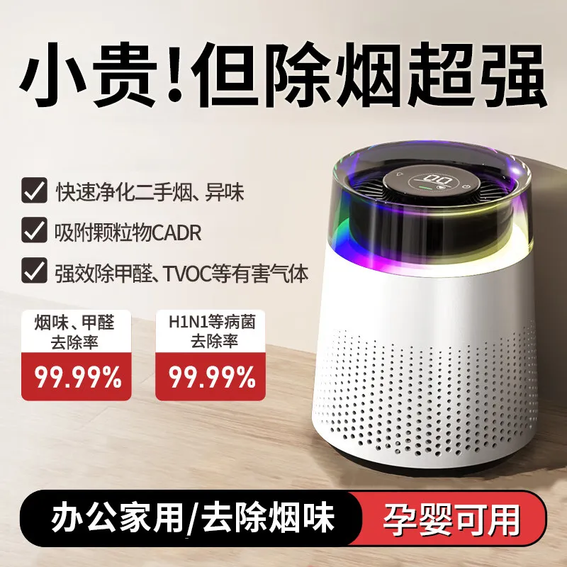 Desktop Smoke Purifier for Office, Captures Cigarette Smoke Particles & Eliminates Secondhand Smoke Odor Indoors