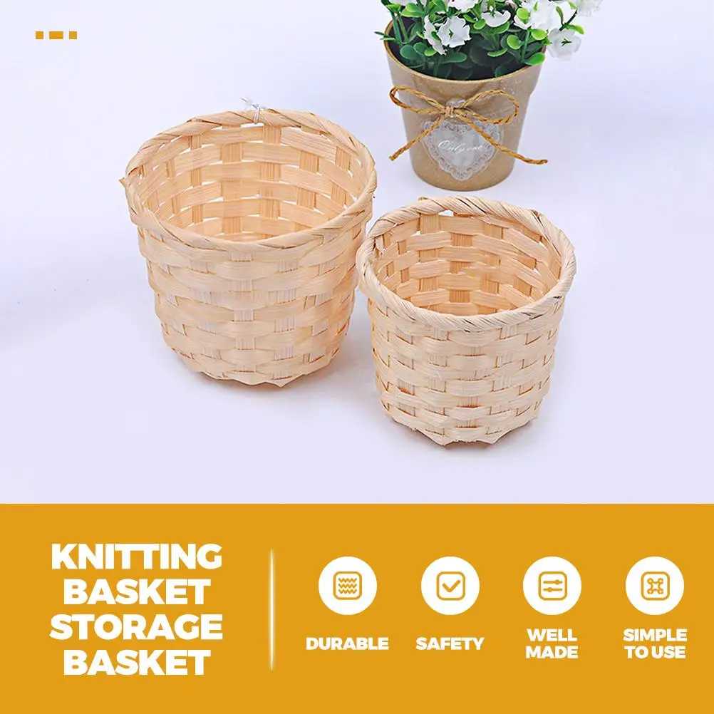 16 Pcs Woven Basket Storage Garden Harvest Big Kitchen Desktop Weaving Wood Dollhouse Hand-woven Flower Baskets Bamboo