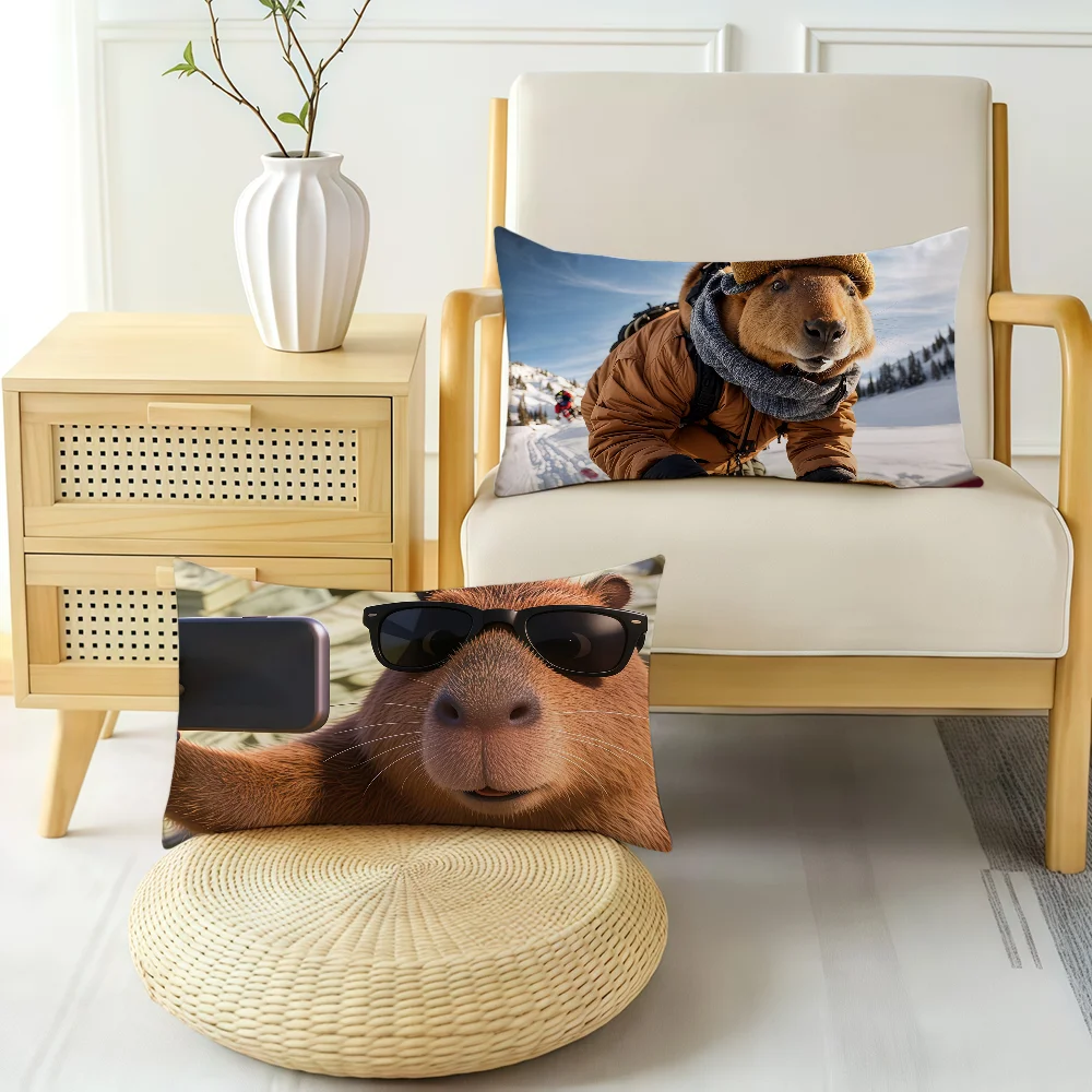 Capybara Cute Cartoon cushion cover Rectangle Pillow Cover Hit Product Comfortable Warm Bedding Party Gift