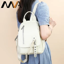 MVA Genuine Leather Backpack Women Large Fashion Leather Rucksack Backpack Purse School Vintage Casual Laptop Bag For Women