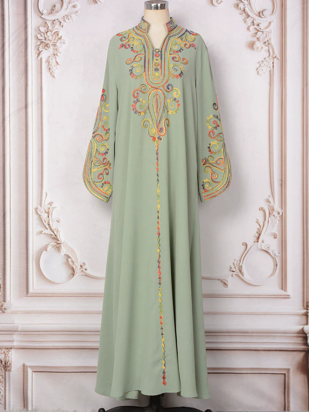 الشرق الأوسط السعودي رداء دبي التجمع السياحي مسلم فاخر موضة حبل التطريز أنيقة فستان بكم طويل عباية