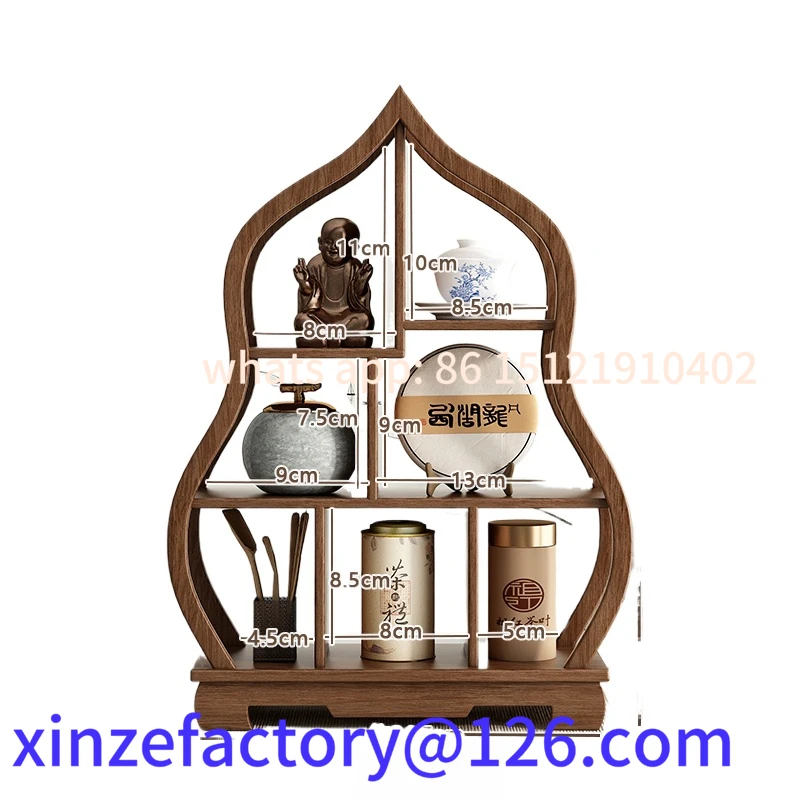

Customizable New Chinese Style Desktop Antique Shelf Solid Wood Small Teacup Storage Kung Fu Tea Set Display and Placement Frame