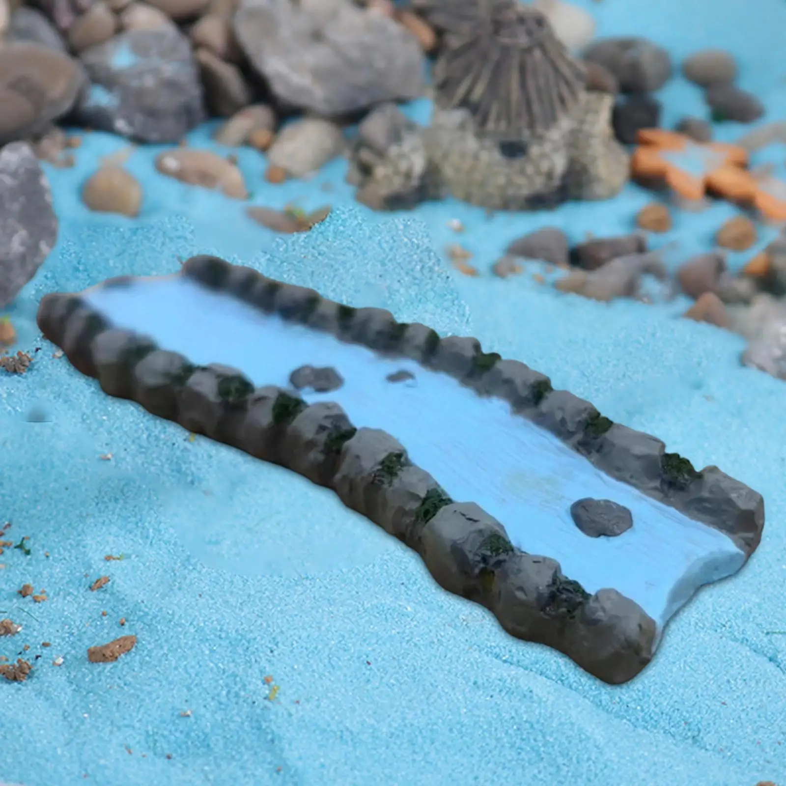 مصغرة الراتنج تيار تخطيط النحت المشهد الصغير DIY زخرفة الزخرفية تيار صغير الجنية روك نموذج القطار مشهد #2