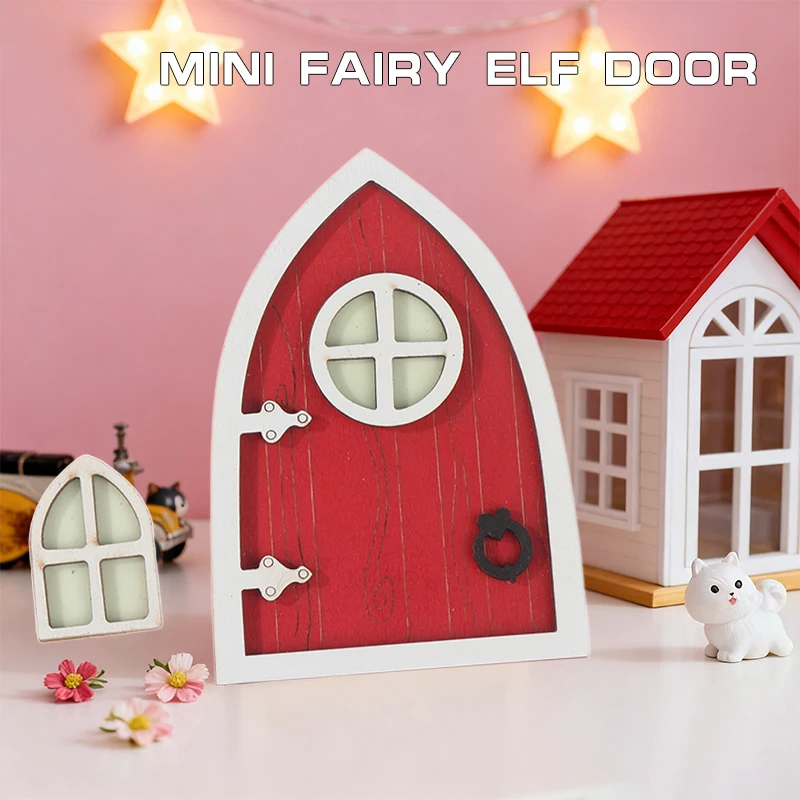 1Set Dollhouse Miniature Fluorescent Fairy Elf Door Window Model House Furniture Decor Toy