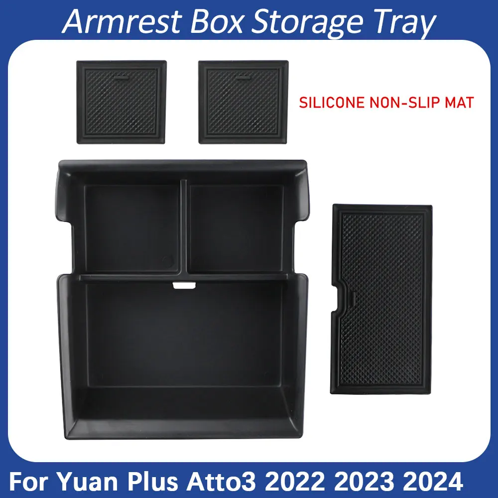 Car Armrest Box Storage Tray for BYD Atto3 Atto 3 Yuan Plus 2022 2023 Organizer Center Console Holder Case Tray Accessories