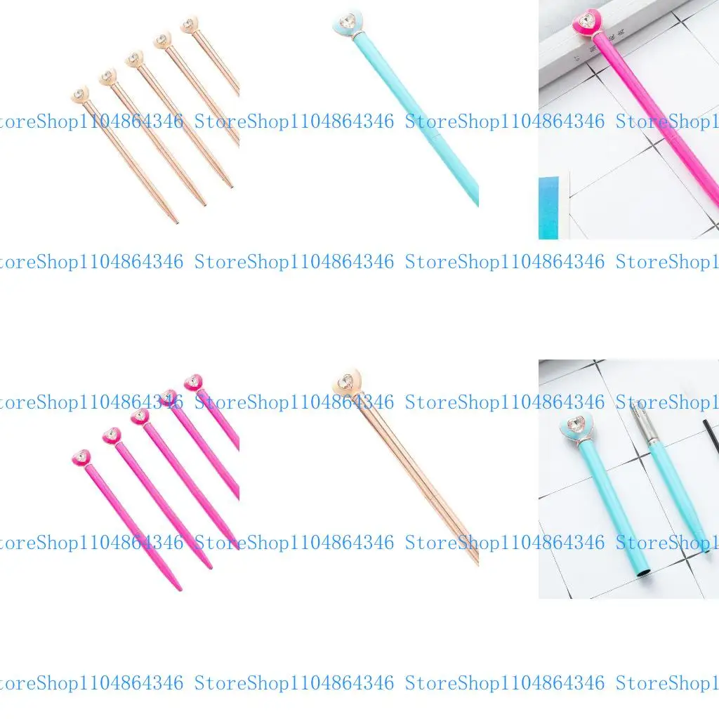 

5ASD 6pcs Crystal Heart BallPoint Pen Tiven Action Action BallPoint Pen Office Подписание пера