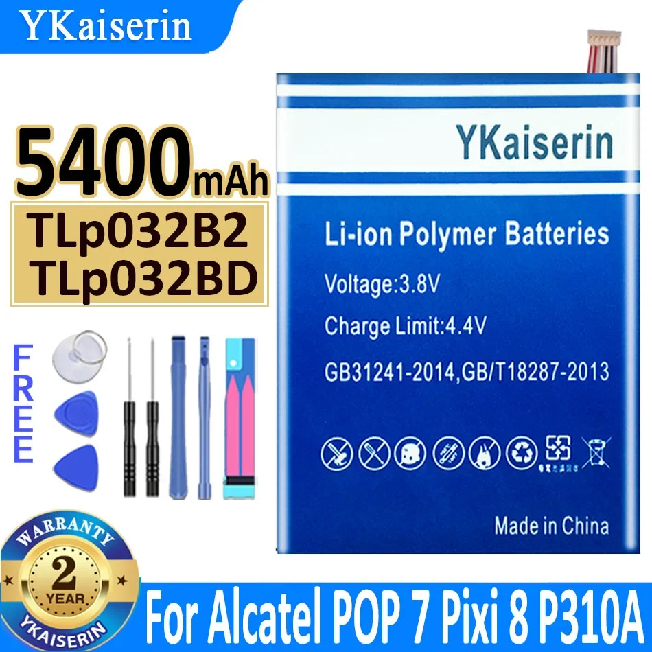 

5400mAh YKaiserin Battery TLp032B2 TLp032BD For Alcatel One Touch POP 7 POP7 Pixi 8 Pixi8 P310A High Capacity Bateria + Code