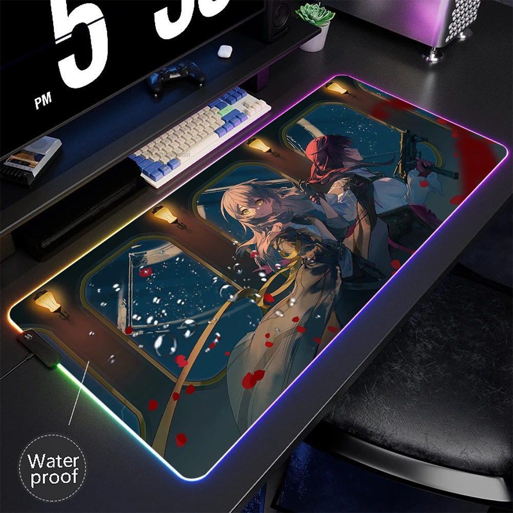 Honkai Star Rail RGB Mouse Pad Gamer Waterproof Mousepad LED Mouse Mat Luminous Desk Mat Game Keyboard Pads Backlit Mausepad