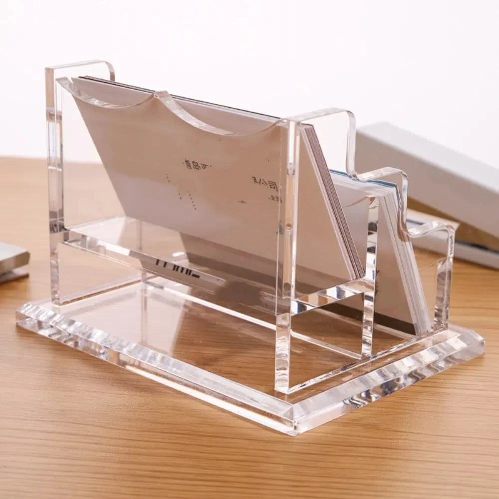 Transparent Acrylic Business Card Holder Acrylic Elegant Desktop Display Holder High-capacity Thickened Name Card Display Stand