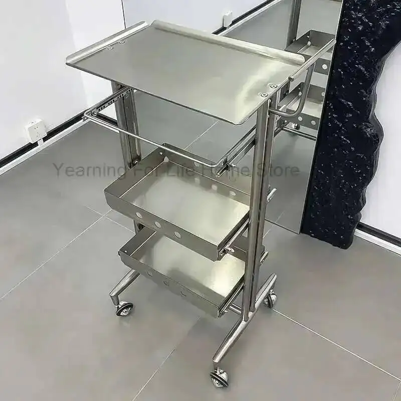 

Металлическая тележка для салона, серебряная вспомогательная тележка для парикмахерской, колеса, парикмахерская, колесница, Carrello Pieghevole, салон красоты