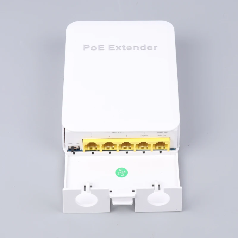 5 Ports Outdoor PoE++ Gigabit Extender, 1 In 4 Out PoE Repeater With 1000Mbps IEEE802.3af/at/bt Compatible IP65 Waterproof