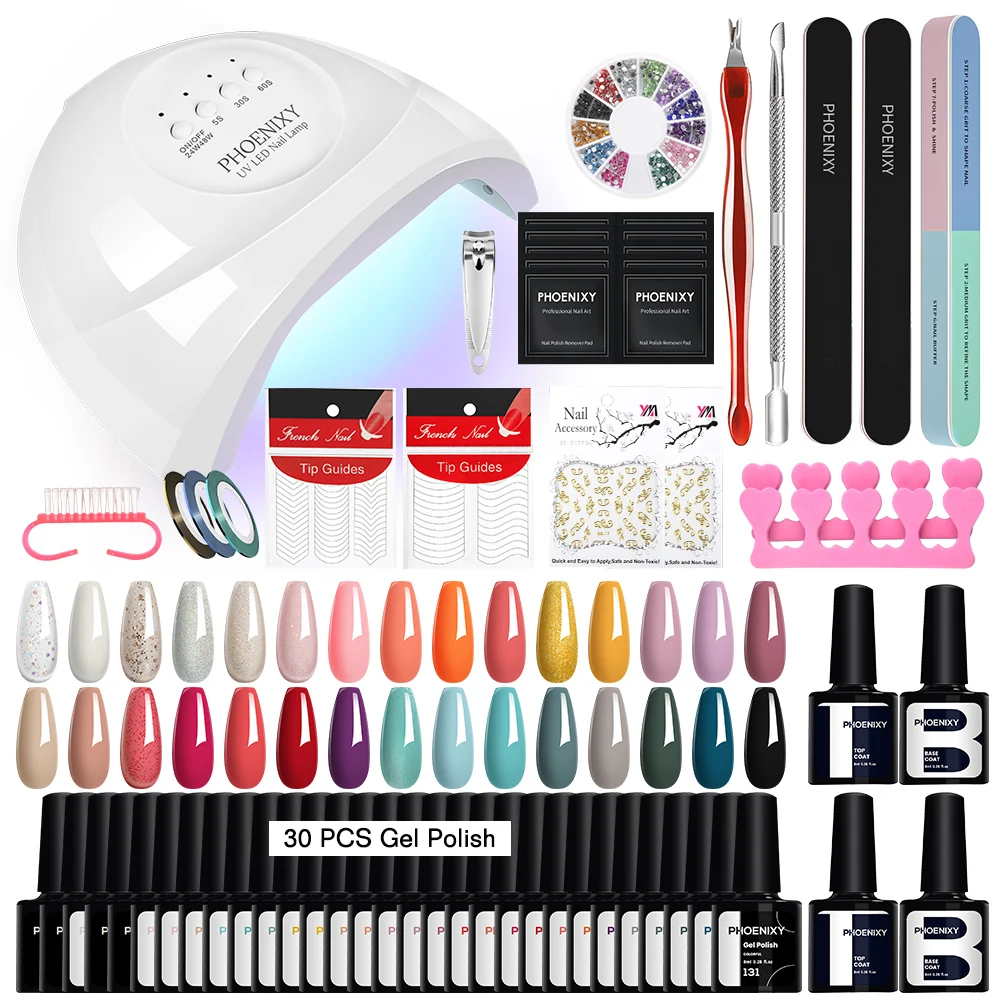 

Manicure Tools Set 10/30 PCS Gel Nail Polish with 36W/48W Nail Lamp 8ml Pure Glitter UV Gel Varnish Professional Nail Design Kit