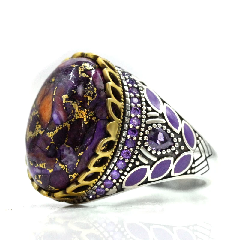 S925 Sterling Silver Oyster Turquoise Türkiye Handmade Men\'s Ring Muslim Islamic Women\'s Jewelry Festival Jewelry Gift